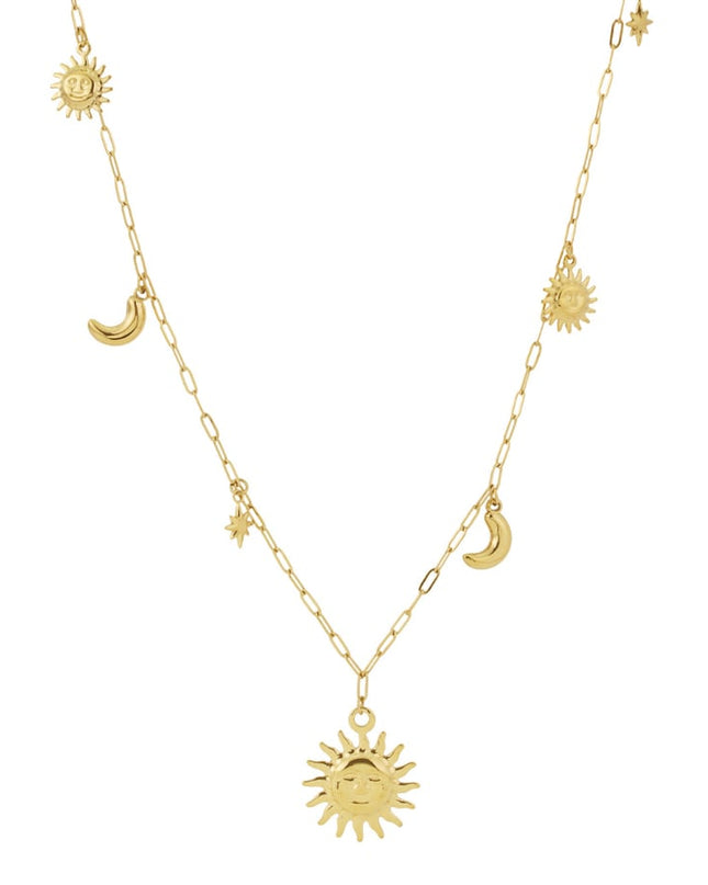 Zon Maan Ster lange ketting