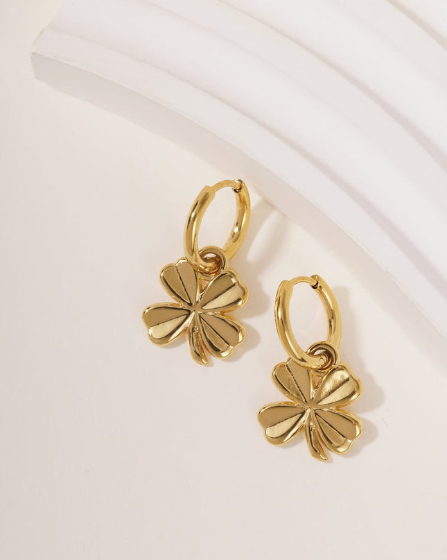 Oorbellen basic klaver vier - Goud kleur Stainless Steel