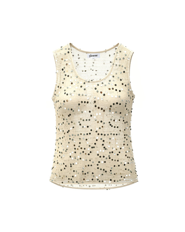 Gehaakte strand top met glittter detail