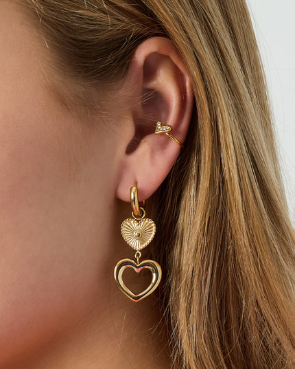 Oormanchetten van roestvrij staal met hart, Daily Daily Simple-serie, damessieraden