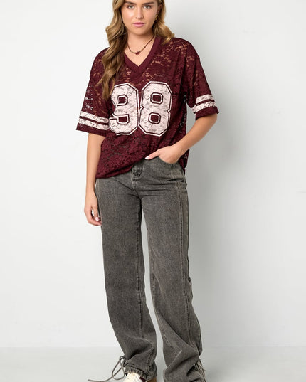 V-Neck Lace American T-shirt