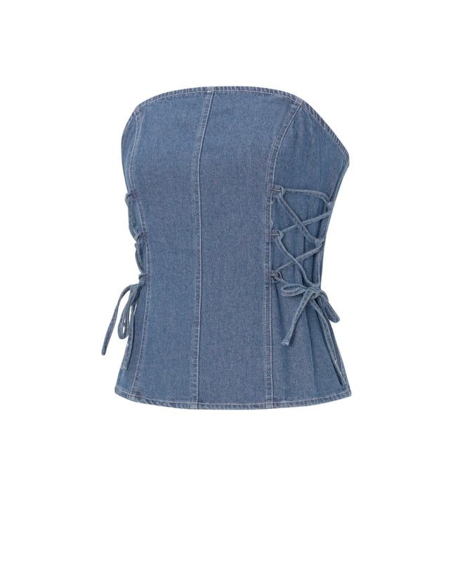 Denim Laced Tube Top