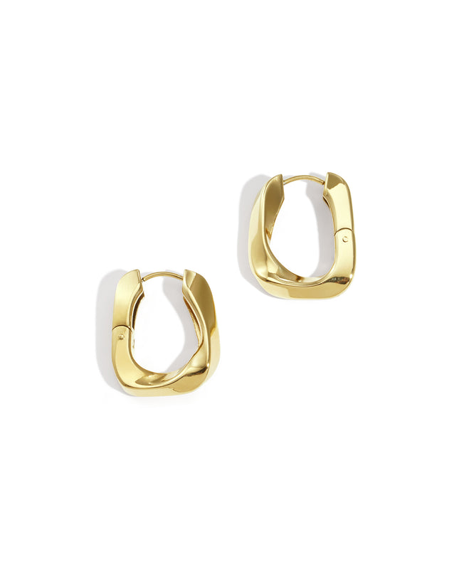 Rechthoekige hoepeloorbellen van roestvrij staal, casual, dagelijks, eenvoudig, serie, damessieraden