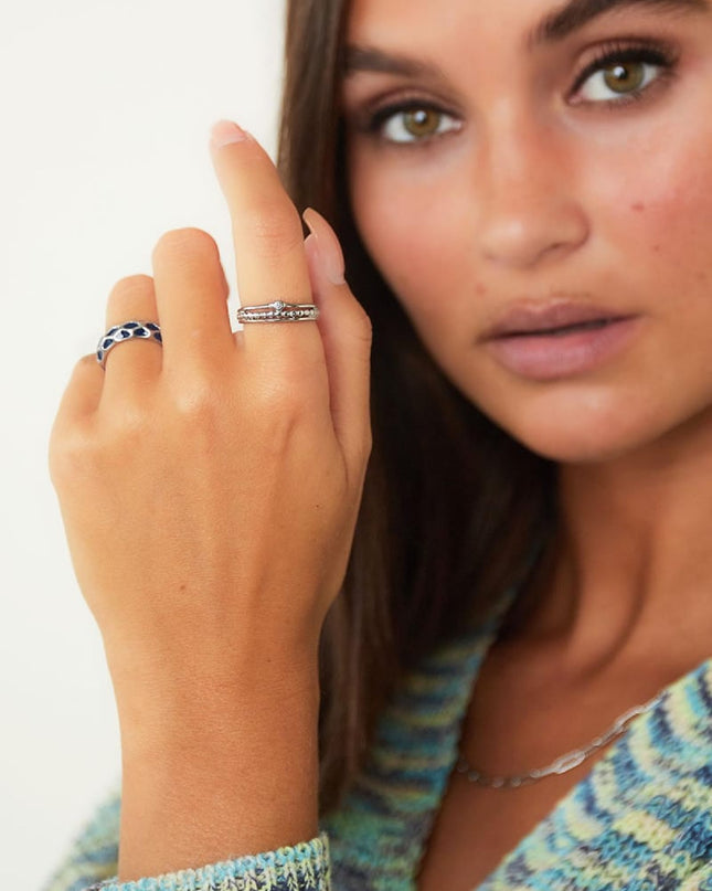 RVS ring stippen steen Zilver Stainless Steel 16