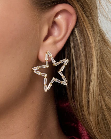 Koperen oorbellen met ster, elegante kerst, luxe serie, damessieraden