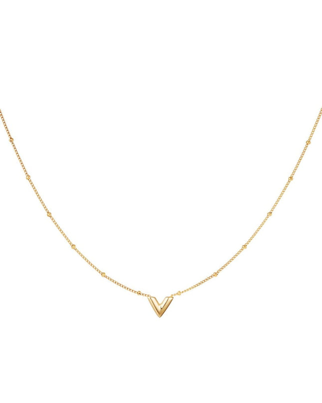 Roestvrijstalen V-halsketting Goud kleur Stainless Steel