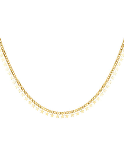 RVS ketting sterren necklace Goud kleur Stainless Steel