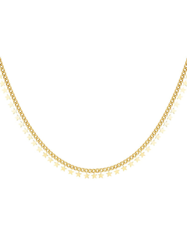 RVS ketting sterren necklace Goud kleur Stainless Steel