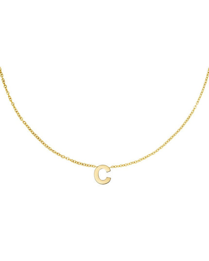 Edelstalen ketting initiaal C Goud kleur Stainless Steel