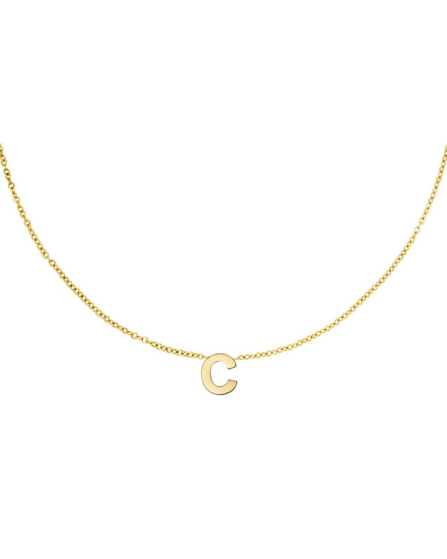 Edelstalen ketting initiaal C Goud kleur Stainless Steel
