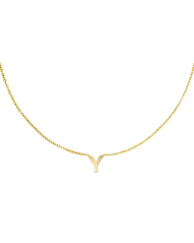 Edelstalen ketting initiaal C Goud kleur Stainless Steel