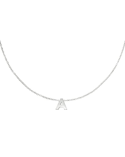 Edelstalen collier initiaal A Zilver Stainless Steel