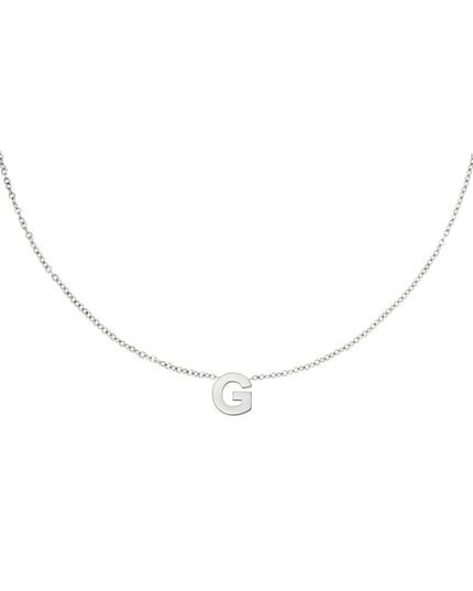 Edelstalen collier initiaal A Zilver Stainless Steel