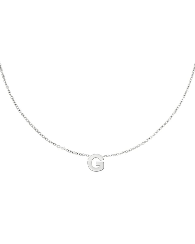 Edelstalen collier initiaal A Zilver Stainless Steel