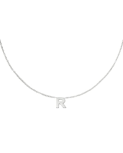 Edelstalen collier initiaal A Zilver Stainless Steel
