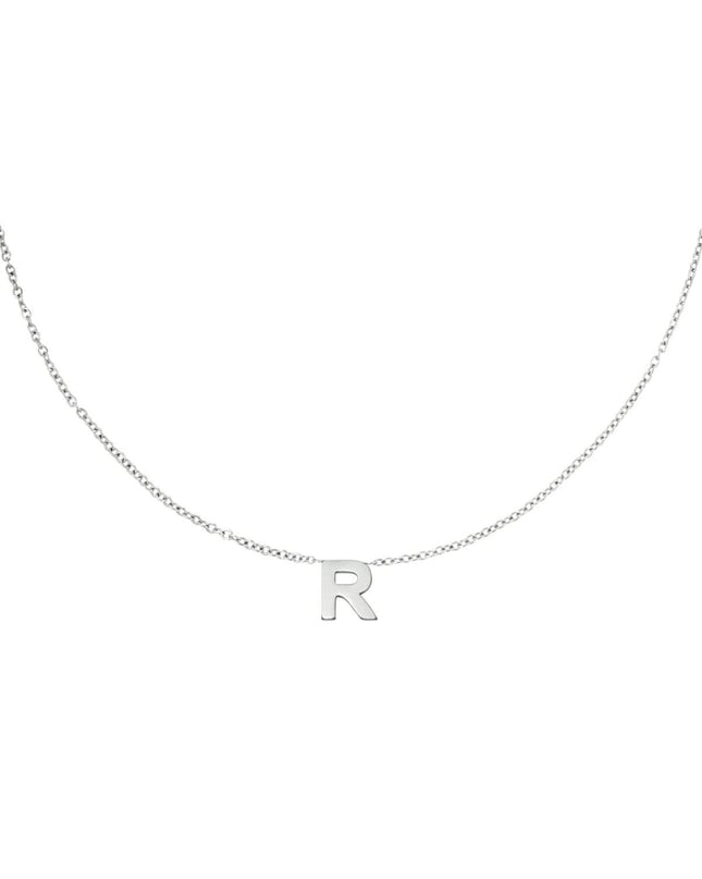 Edelstalen collier initiaal A Zilver Stainless Steel