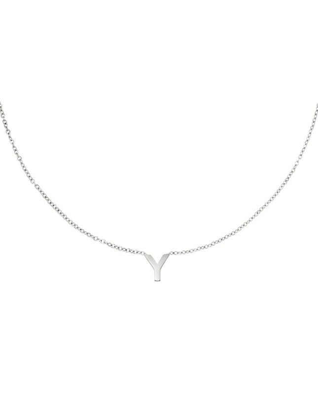 Edelstalen collier initiaal A Zilver Stainless Steel