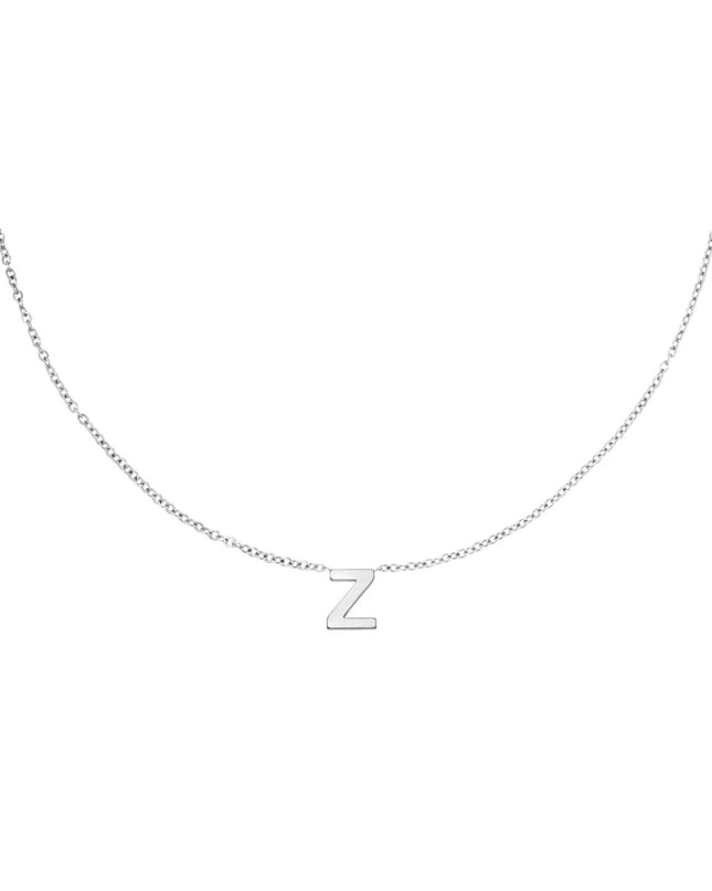 Edelstalen collier initiaal A Zilver Stainless Steel