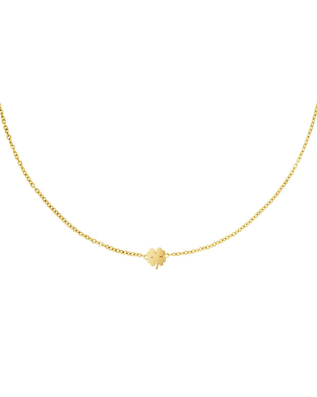 RVS ketting klavertje Goud kleur Stainless Steel