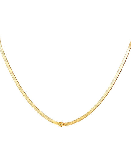 Edelstalen ketting met bloemetje Goud kleur Stainless Steel