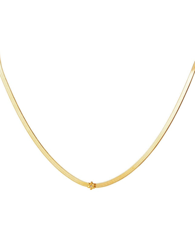 Edelstalen ketting met bloemetje Goud kleur Stainless Steel