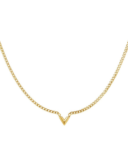 Edelstalen Ketting Letter V Goud kleur Stainless Steel