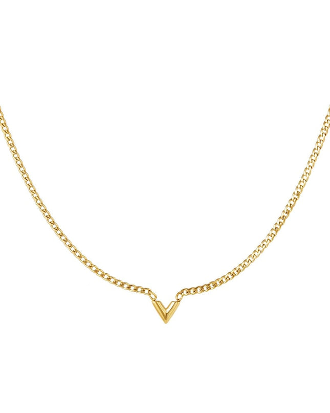Edelstalen Ketting Letter V Goud kleur Stainless Steel