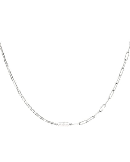 Roestvrijstalen ketting met dubbele ketting en bedel Goud kleur Stainless Steel