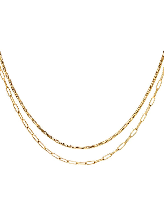 Dubbele roestvrijstalen ketting Goud kleur Stainless Steel
