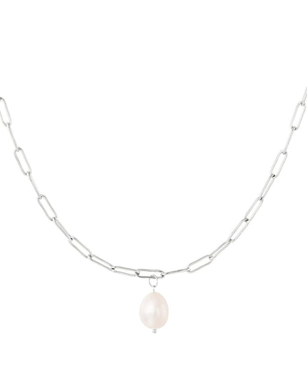 Dikke ketting met parel Goud kleur Stainless Steel