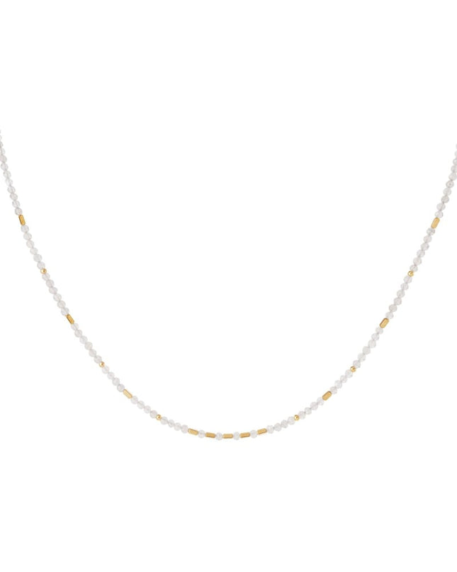 Kleurrijke kralenketting Grijs & Goud kleur Stainless Steel