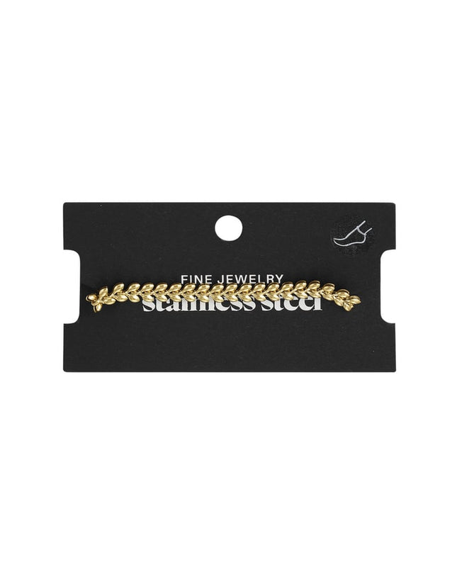 Enkelbandje bladeren Goud kleur Stainless Steel