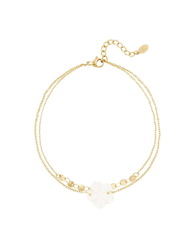 Enkelbandje met bloemen - Strandcollectie Goud kleur Stainless Steel
