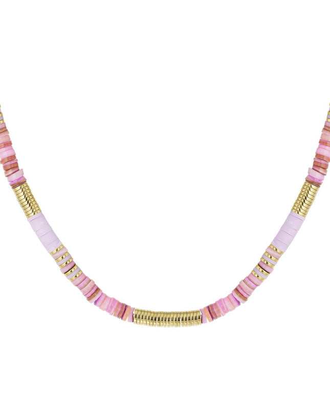 Ketting verschillende kralen Paars polymer clay