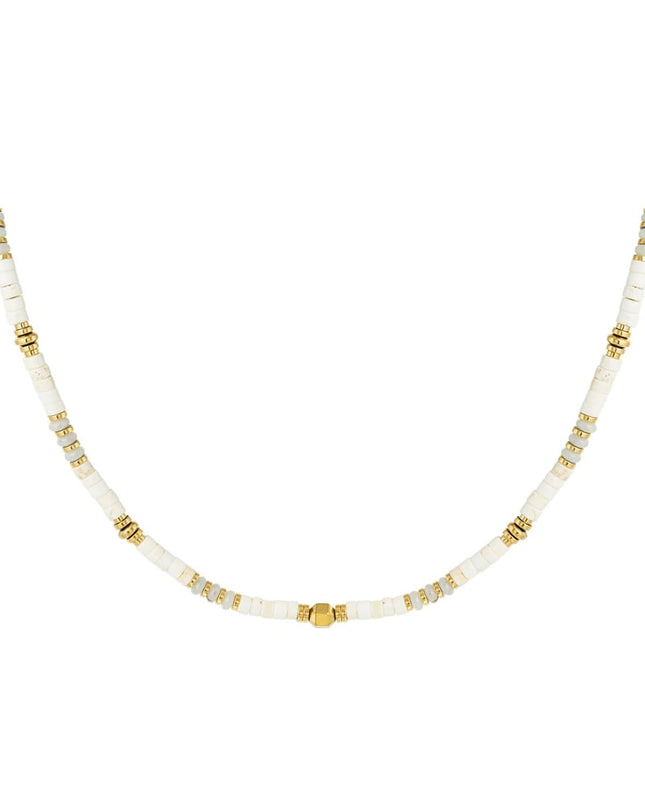 Ketting vrolijke kralen - Natuurstenen collectie Wit Goud kleur Stone