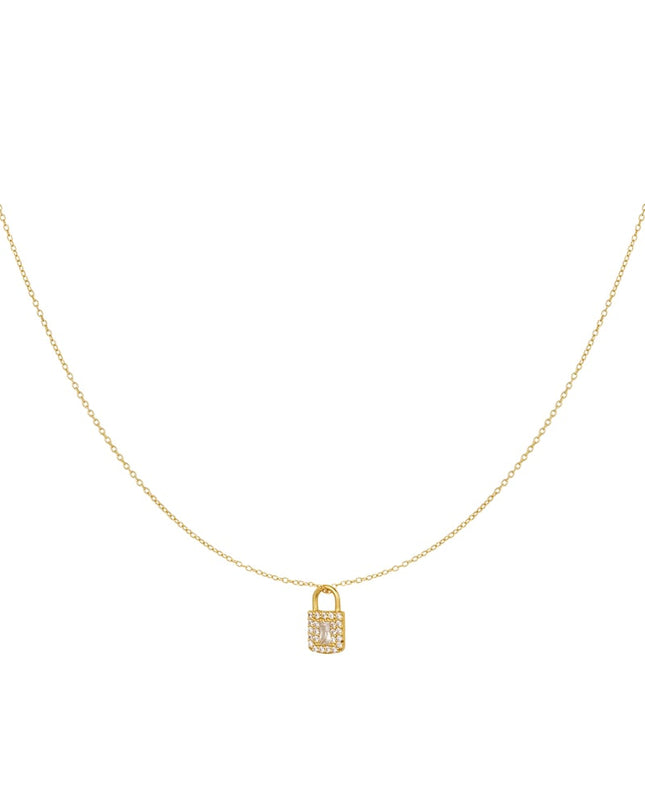 Ketting slot steentjes - 925 zilver