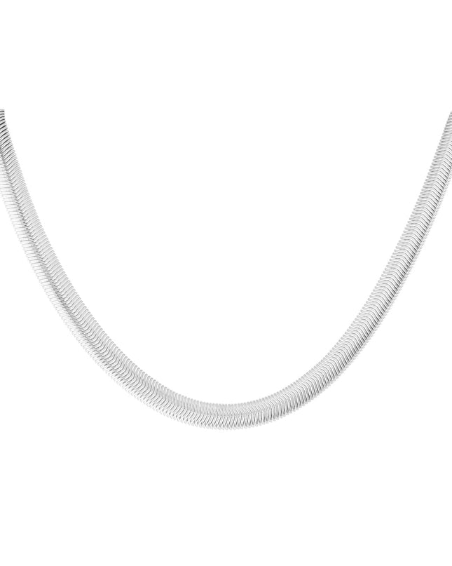 Unisex ketting plat gevlochten - zilver-8.0MM