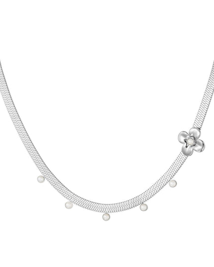 platte grove ketting met bloemetjes hanger