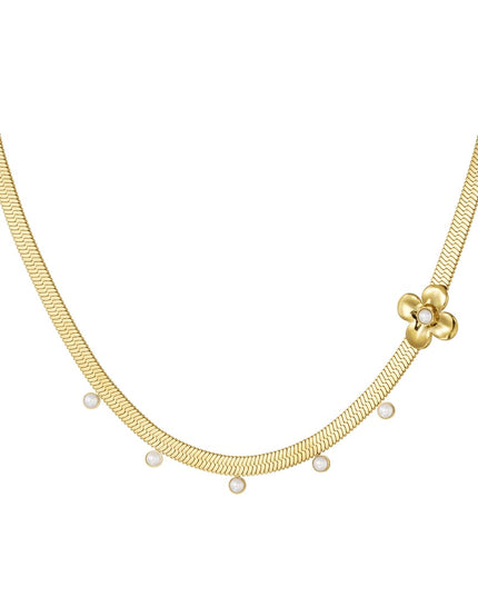 platte grove ketting met bloemetjes hanger