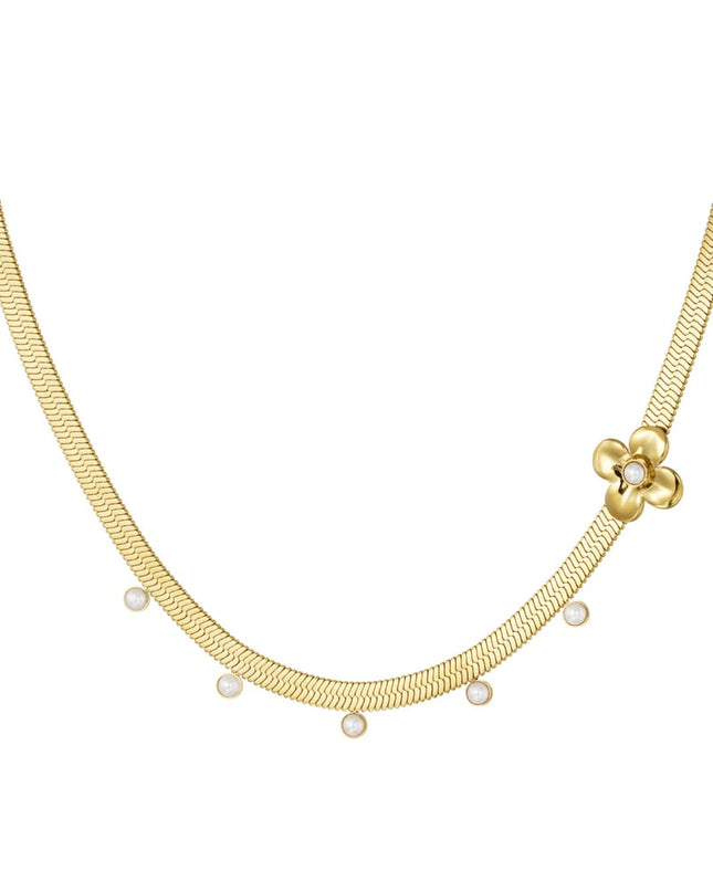 platte grove ketting met bloemetjes hanger