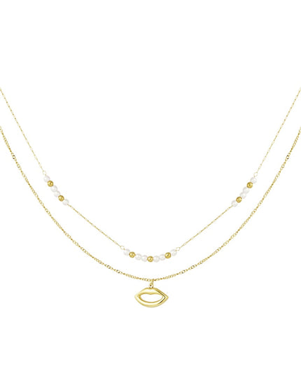 dubbele ketting kus met parel