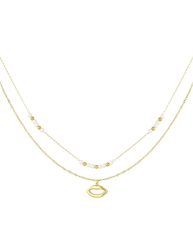 dubbele ketting kus met parel