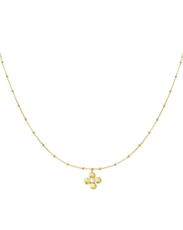 bloemen ketting met parel