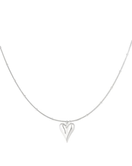 Bolletje ketting met iconisch hart medium