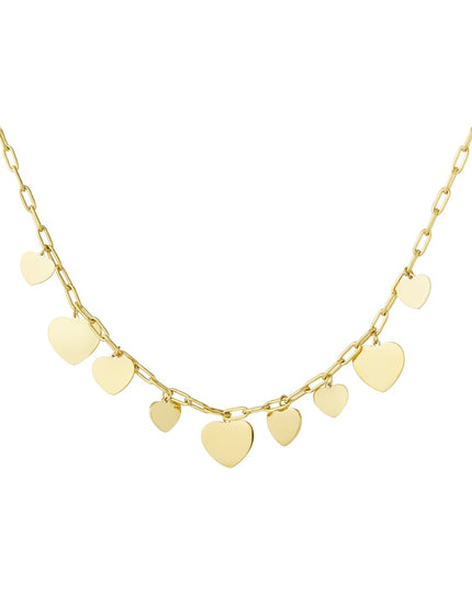 Platte grofhartvormige feest hanger ketting