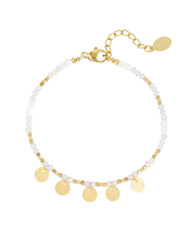 Enkelbandje met munt bedels - bleekroze