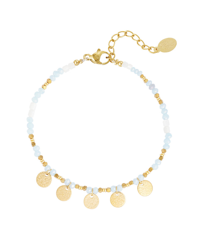 Enkelbandje met munt bedels - bleekroze