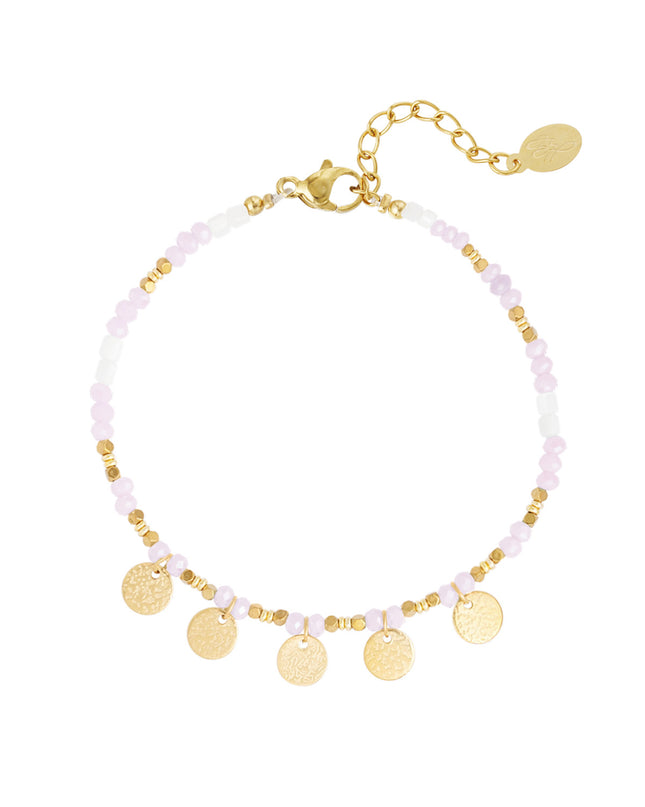 Enkelbandje met munt bedels - bleekroze