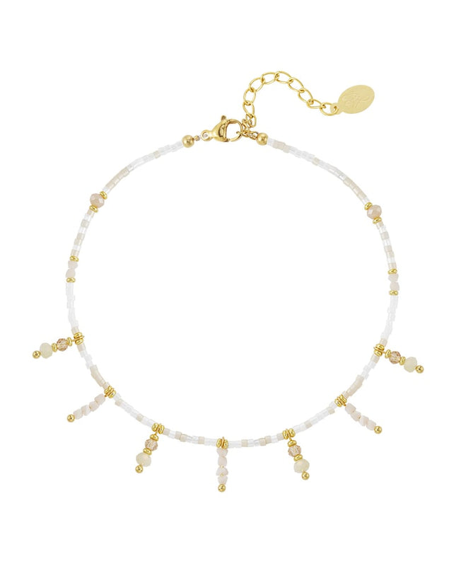 Beaded bracelet with beaded pendants- Blue/Gold color