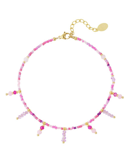 Beaded bracelet with beaded pendants- Blue/Gold color